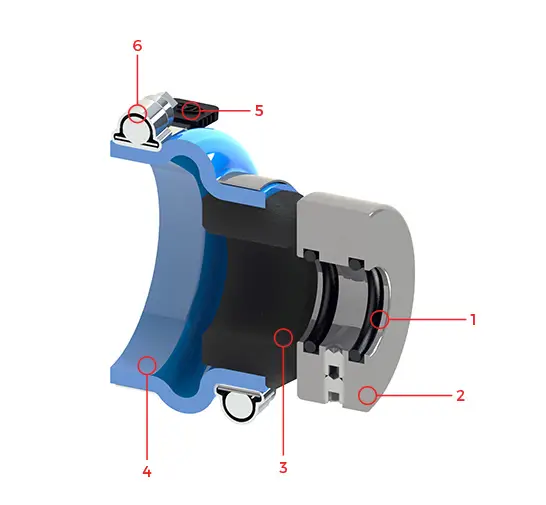 Blow apart image of a vertical pump seal